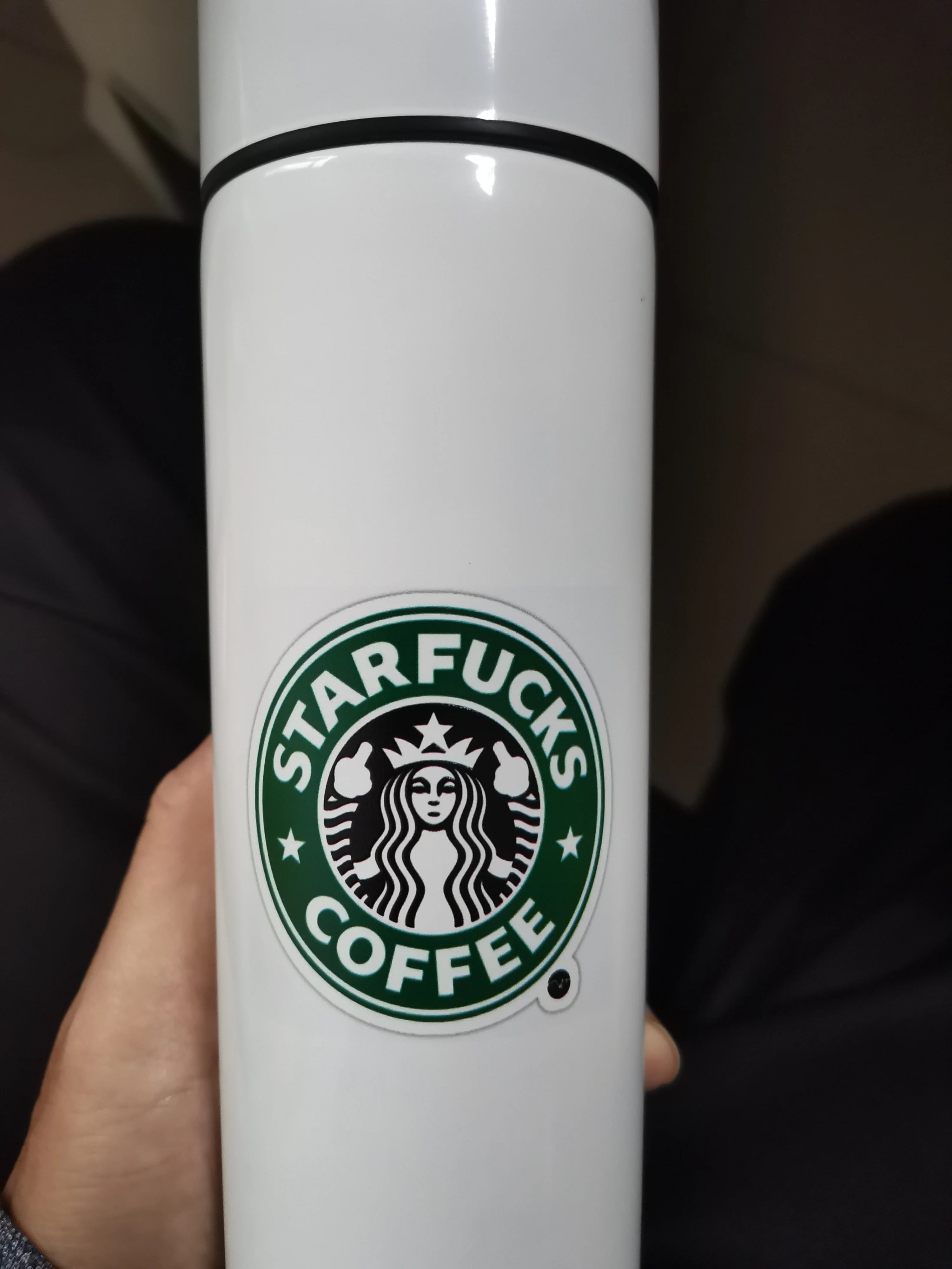 White smart thermos with STARBUCKS Coffee logo on the front, 500ml.