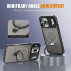Matte MagSafe phone case with ring holder, dark gray finish, camera cutouts and stand