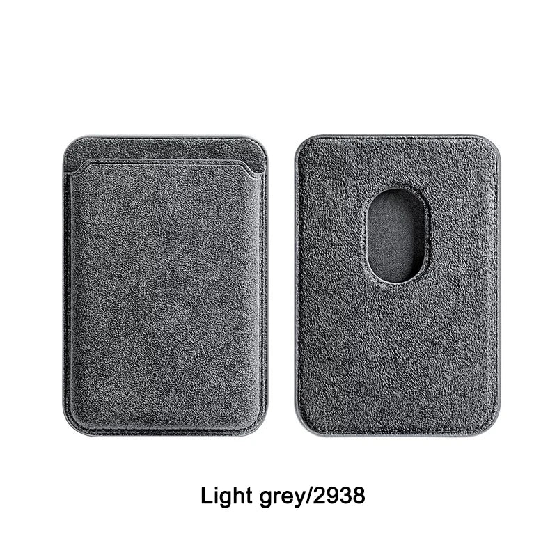 Light gray Alcantara MagSafe wallet front and back panels with oval cutout