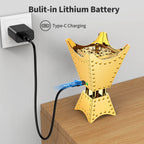 Gold portable electric incense burner with Type-C charging cable connection
