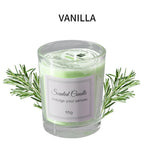 Vanilla scented candle in clear glass jar with green wax, 55g