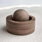 Walnut-brown wooden aroma diffuser base with rounded top dome