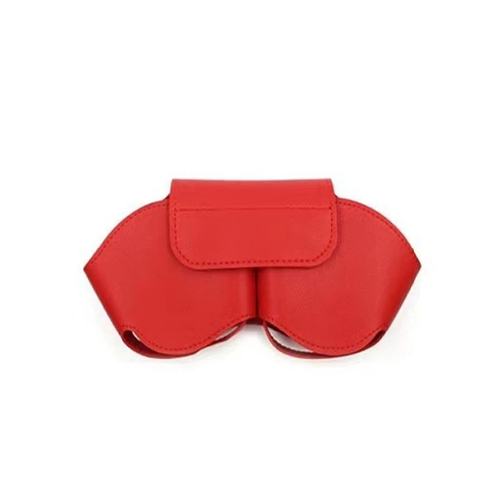 Soft cover for over-ear headphones, red fabric with snap top flap