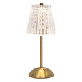 Champagne gold crystal table lamp, clear faceted shade on gold base