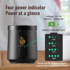Portable bakhoor burner with power indicator lights and charging/battery info