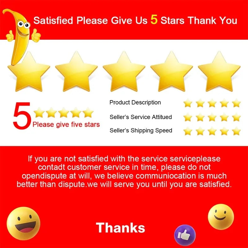 Reseña de cinco estrellas con mensaje de agradecimiento