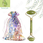 Forest jade green roller and heart gua sha, with gift pouch