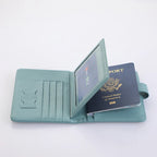 Light blue passport holder opened: SIM slots and passport card sleeve visible