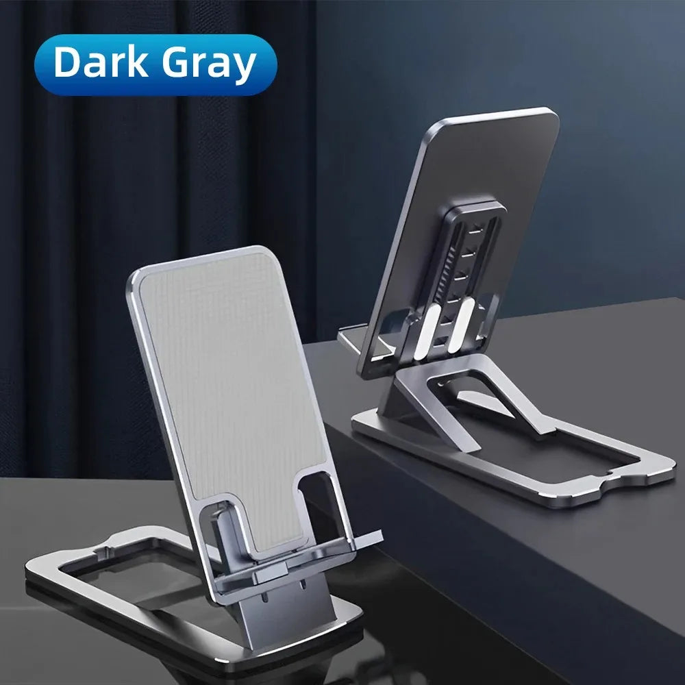 Premium desktop phone stand, dark gray color with adjustable viewing angle