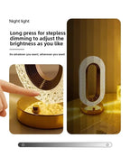 Pearl white oval bedside lamp; hand press control for smooth dimming brightness