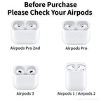 AirPods compatibility diagram with white charging case and earbud models