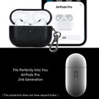 Leather AirPods Pro 2 case with carabiner hook, showing earbud cutouts