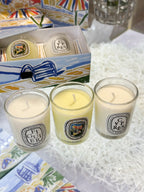 Bougies parfumées botanique 190 g en coffret : figuier, citronnelle et cyprès.