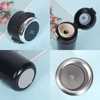 Black 400ml smart thermos with digital temperature display and open lid