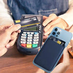 The Vanguard Magnetic Wallet: portatarjetas magnético azul con tarjeta y funda de teléfono