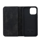 Black MagSafe wallet folio with front cover and textured phone back case