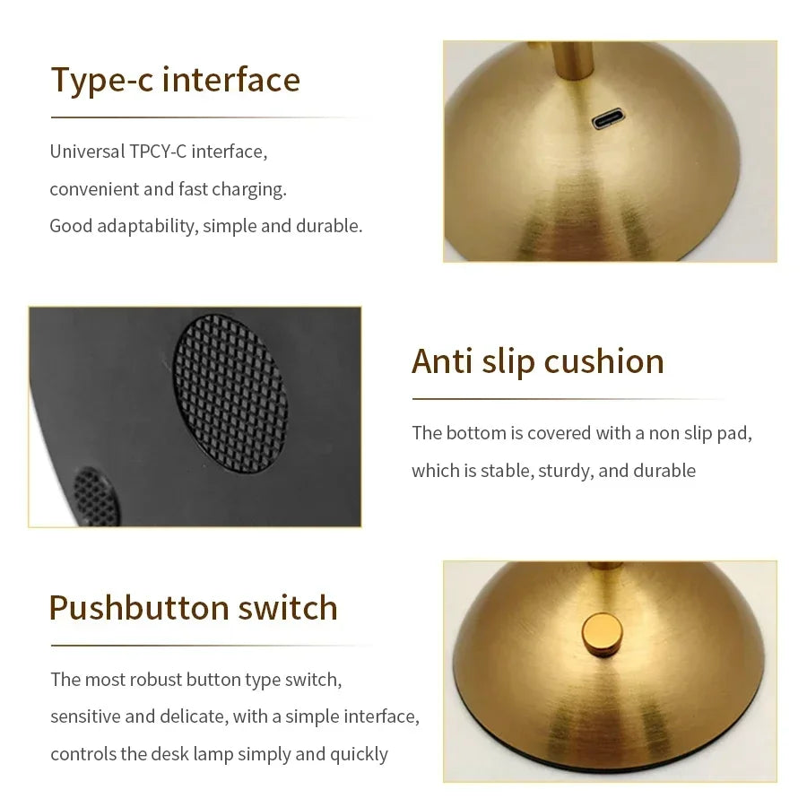 Brass lamp base with pushbutton switch and non-slip cushion pad