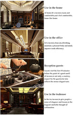 Incense burner used in home, office, reception, and tea house shown with text panels