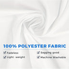 White polyester prayer rug fabric close-up with smooth folded texture