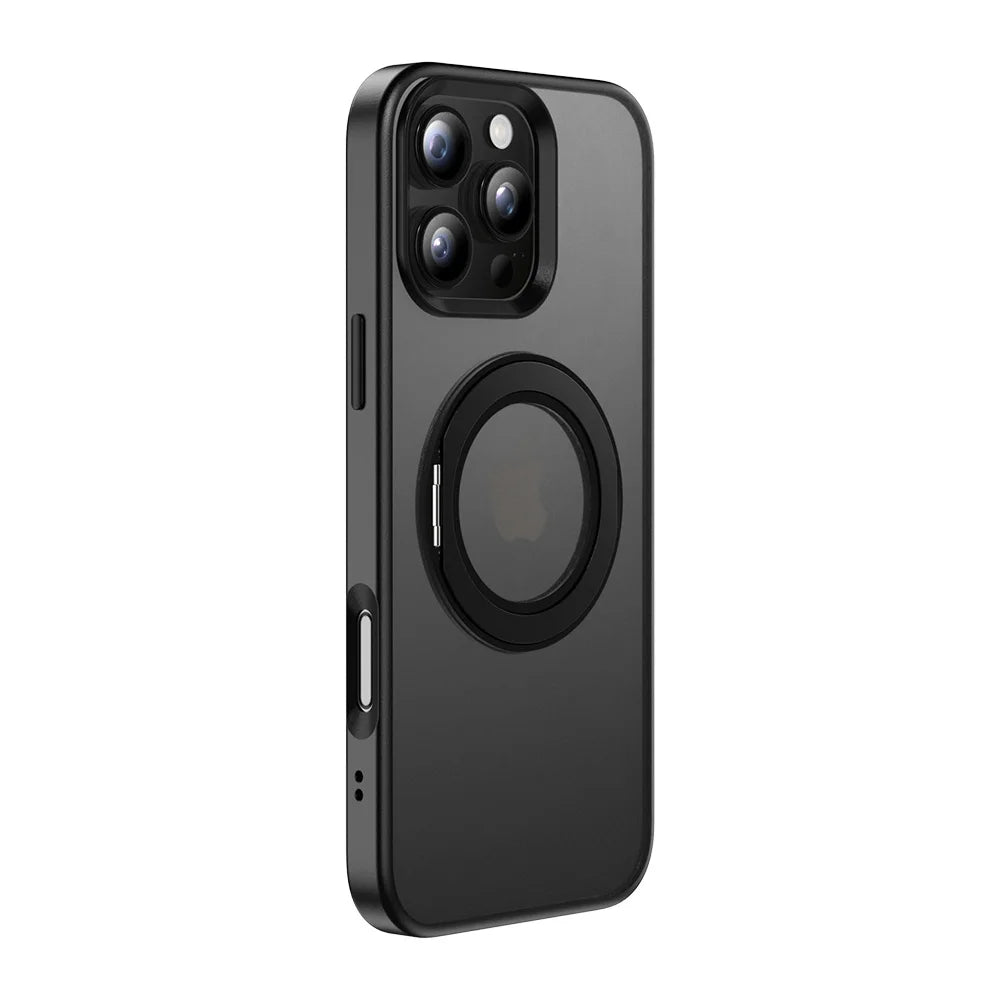 Obsidian black phone case with rotating MagSafe ring and camera cutouts