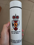 Smart thermos 500ml in white with printed royal crest and black rim