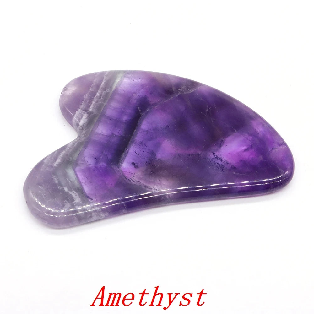 Amethyst beauty scraper, heart-shaped stone with curved smoothing edge