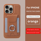 Orange Eclipse magnetic card wallet with ring holder and card sleeve