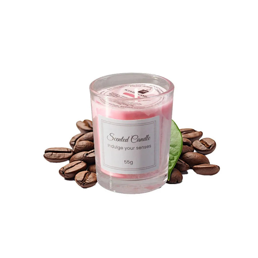 Premium Glass Scented Candle Gift Box, blush pink wax in clear glass, 55g