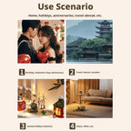 Scented candle use-scenario collage showing lit candles in multiple settings
