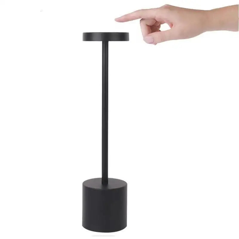 Portable LED touch lamp, obsidian finish, finger-ready touch on top