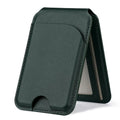 2-in-1 MagSafe wallet stand in sage green, textured leather with card holder window