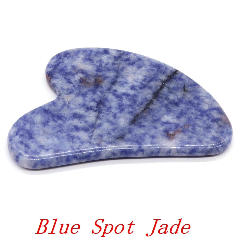 Blue spot jade beauty scraper, heart-shaped stone
