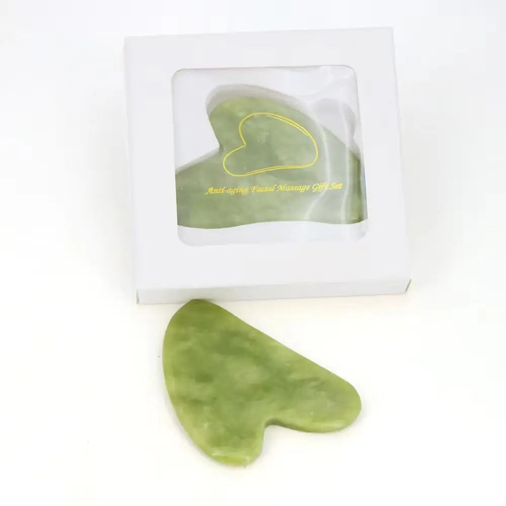 Forest sage gua sha tool in box, heart-shaped stone