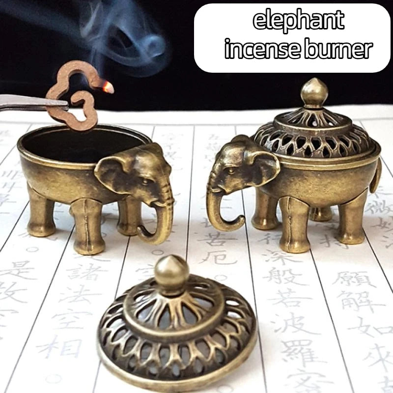Elephant incense burner set, two elephant bases and matching domed lid