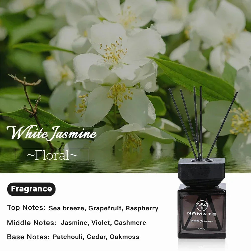 Signature 100ml Reed Diffuser Oil Set, White Jasmine scent with reed sticks