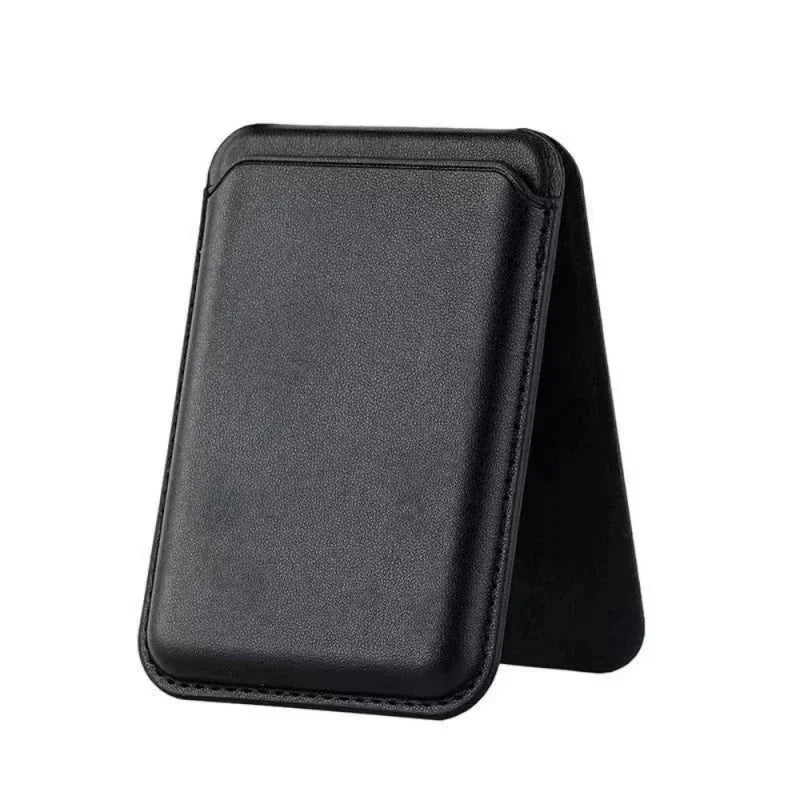 Black hide stand wallet pouch with stitched edges