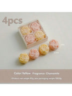 4-piece rose gift set with pastel candles; color yellow, chamomile