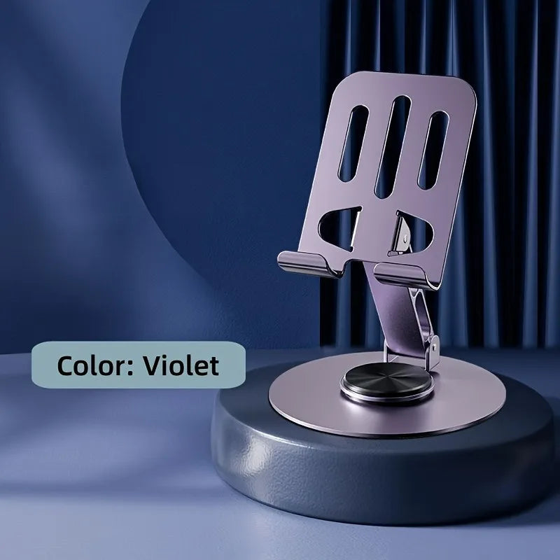 Double shaft phone stand with two clamps, violet body and silver support arms