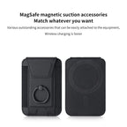 Black Eclipse magnetic card wallet front and back view with circular ring mount.