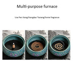 Sky Blue multi-use incense burner base with spiral incense placement shown