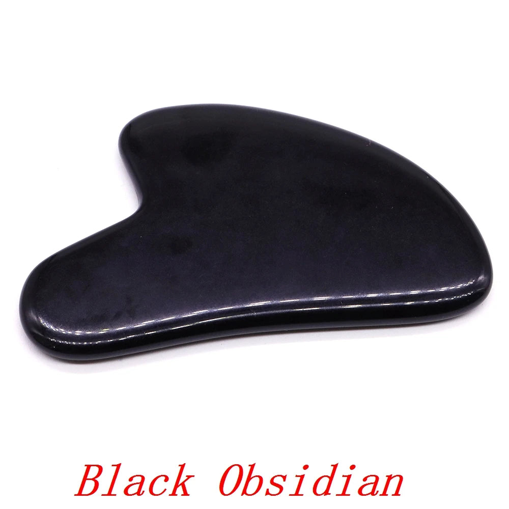 Black Obsidian beauty scraper, dark heart-shaped stone with curved smoothing edge