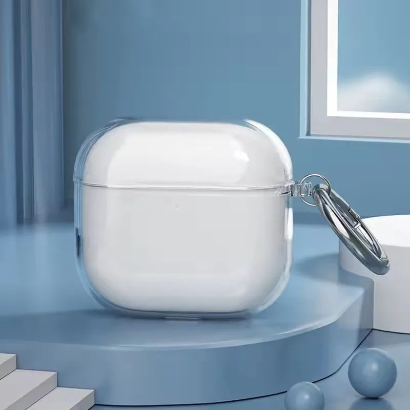 Lightweight transparent AirPods 4 case, side profile view