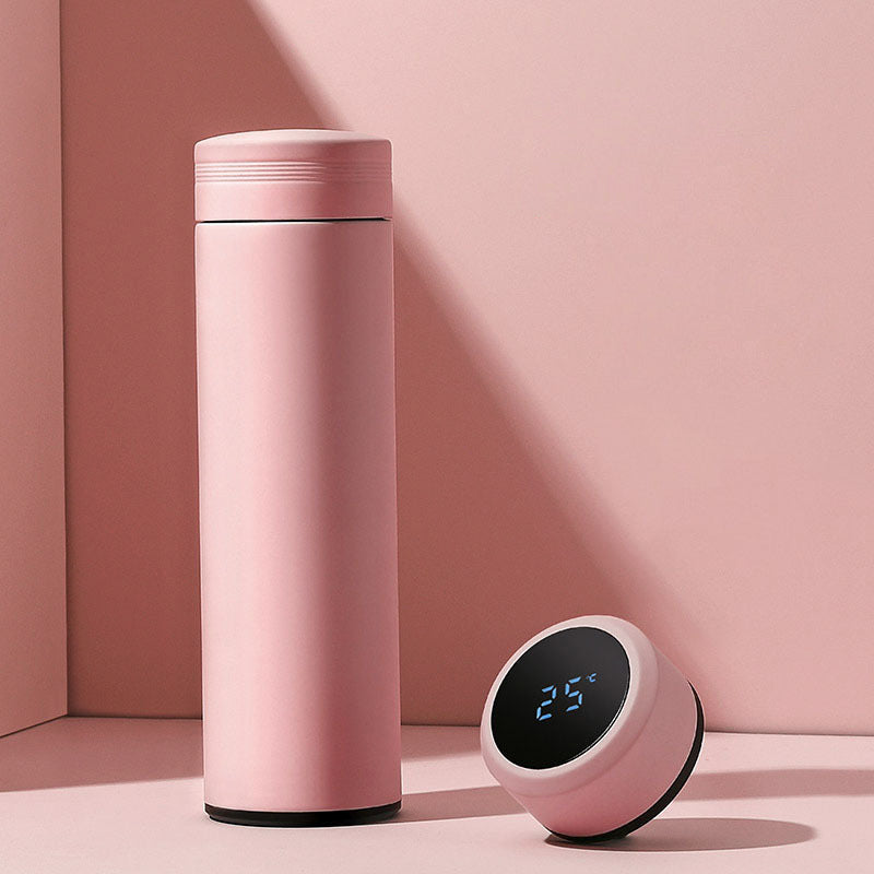 Heritage smart thermos flask set of three colors: light blue, pink, green with displays