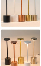 Cordless touch reading lamps in black, white, copper, gold and silver finishes