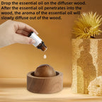 Walnut brown mini wooden aroma diffuser cup with spherical insert and oil drop