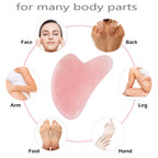 Rose quartz gua sha stone, rounded triangular face tool for body massage
