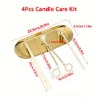 Gold edition stainless steel candle care kit with 4 tools and engraved wick trimmer