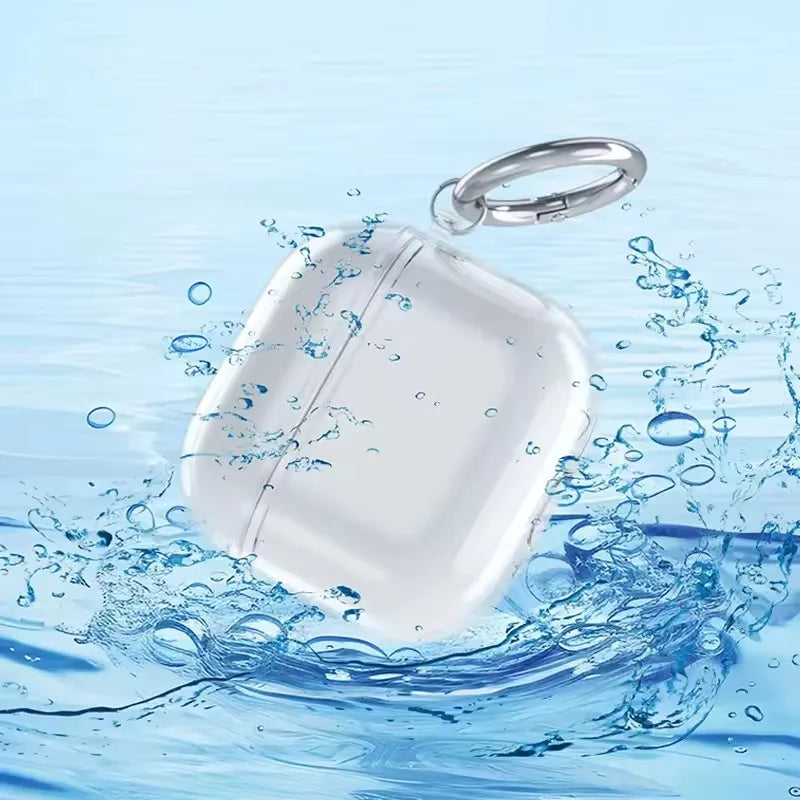 Clear AirPods 4 case with charging port cutout and speaker openings