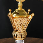 Brushed gold mabkhara with perforated lantern panel and knobbed side handles
