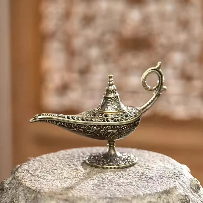 Arabian Lamp Cone Burner side view with decorative finial and curved spout